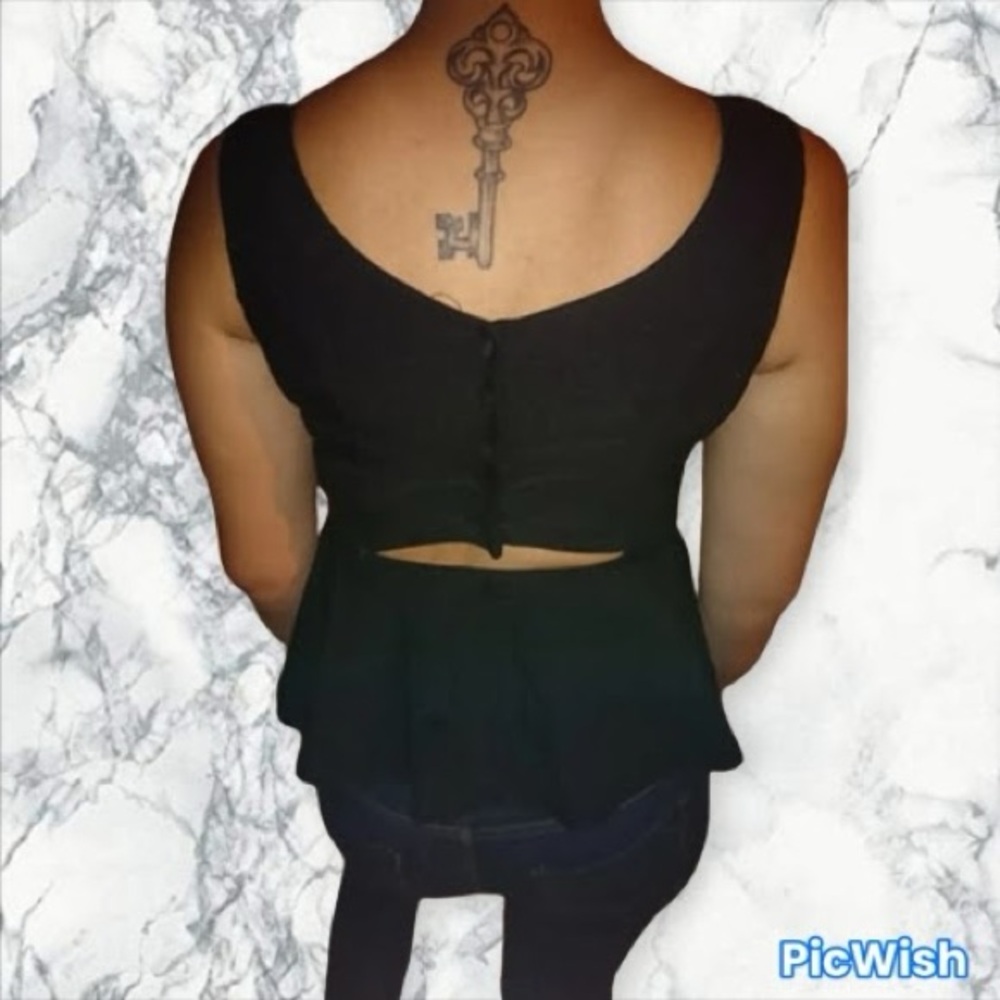 Source Unknown Charcoal Sleeveless Peplum Blouse